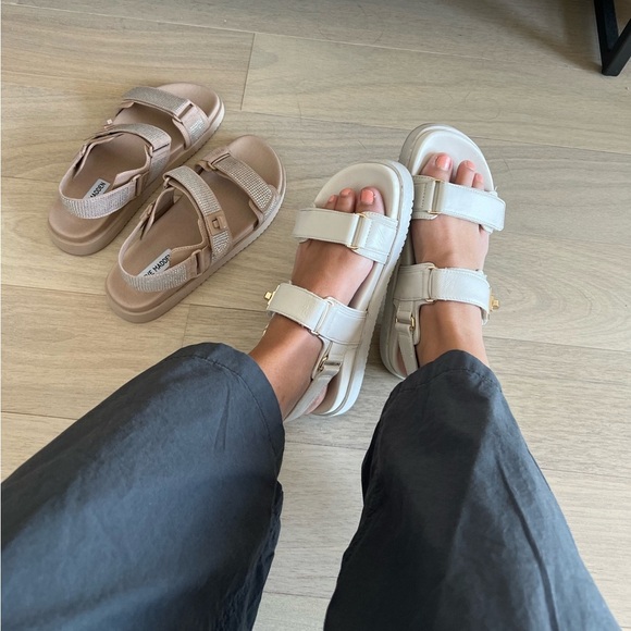 Steve Madden Mona Bone Leather Multi Strap Sandals Shoe Comfortable Size 5 - Picture 7 of 10